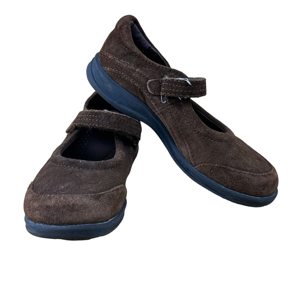 Stride Rite Molly Brown Leather Mary Jane 11.5W Kids Suede Girls Flower Preppy